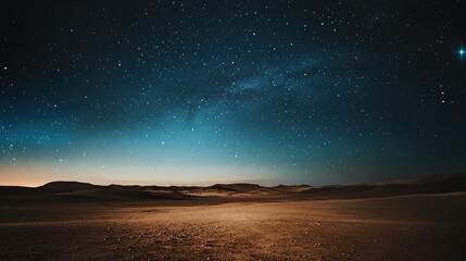 Stunning night sky over a desert landscape, showcasing a vibrant array of stars against a serene backdrop.