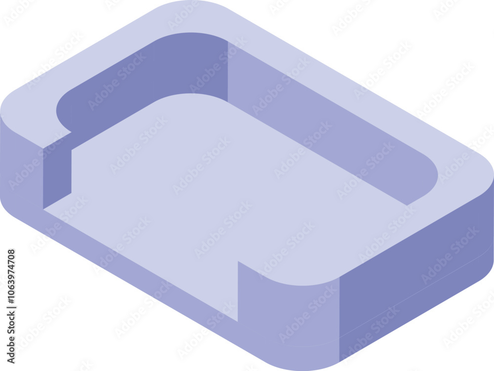 Poster light purple rectangular slot with rounded edges and inner grooves, creating an empty space, present