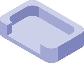 Light purple rectangular slot with rounded edges and inner grooves, creating an empty space, presented in isometric view