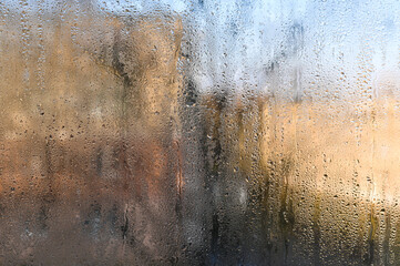 wet glass. drops window background.