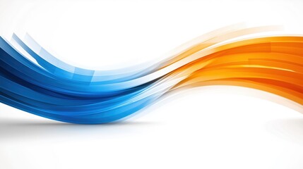 Blue and orange wave with a white background. The blue and orange colors create a sense of energy and movement