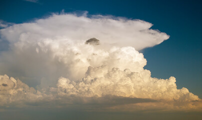 Blue sky with white clouds. Bright summer skyscape