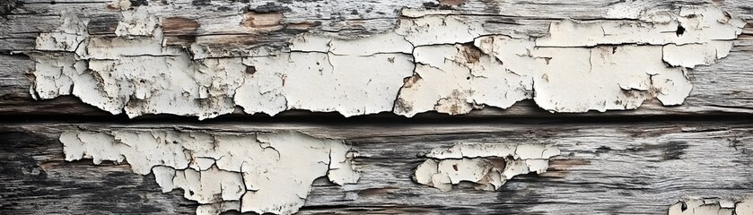 Obraz premium Weathered Wooden Surface with Peeling White Paint