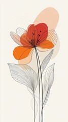 Simple Illustrated Flower Made Out of Line Art Bezier Curves and Points for Design and Decoration Generative AI