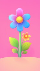 Naklejka premium Colorful Flower Icon for Game or App Design Generative AI