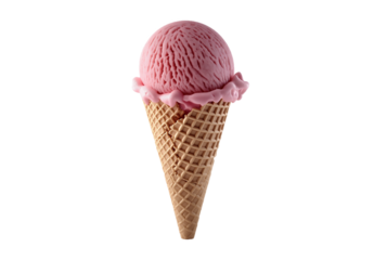 a waffle cone and a pink ice cream cone.