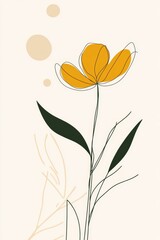 Minimalist Wild Flower Flat Illustration for Nature Designs and Graphics Generative AI