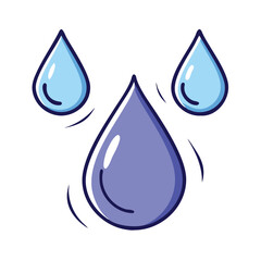 Blue water drop icon illustration, Illustration of a blue water drop, symbolizing freshness, purity, hydration, and nature, designed in a clean, simple style.
