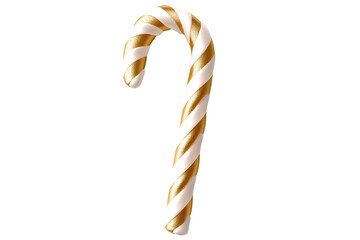 White and gold candy cane on transparent background