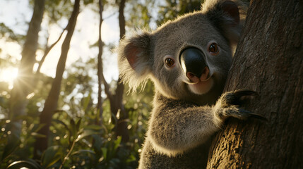 Obraz premium Adorable Koala in Australian Forest: Cinematic Wildlife Photography