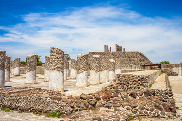 Pyramids and buildings in the archaeological zone of the Atlanteans, in Tula Hidalgo