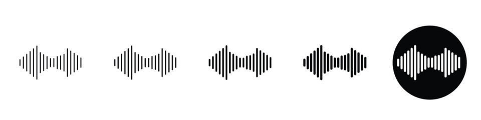 Set of 5 Voice icon - 1 Silhouette - 1 unexpanded vector - Voice line icons including voice control sound whisper shout voice message singing sound wave voice recognition Pixel perfect design