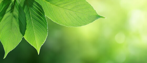  A tight shot of a tree branch with a green leaf in focus