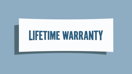 Lifetime Warranty. A card isolated on blue background.