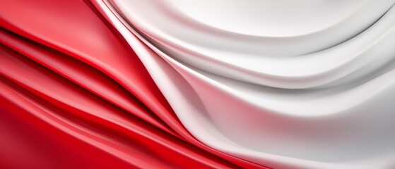 Obraz premium A red and white abstract backdrop featuring undulating waves