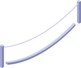Light purple suspension bridge crossing a gap, minimalist isometric icon representing connection and challenge