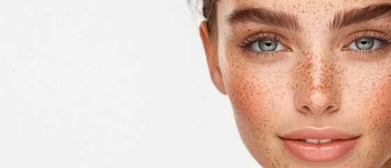 Fototapeta premium A woman with freckles on her face