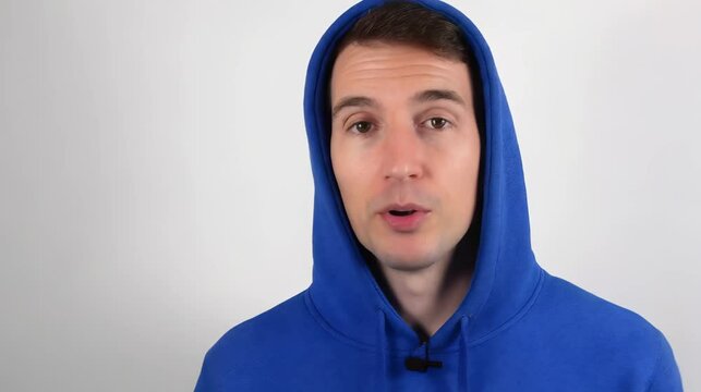 Blue blank hoodie template from two sides isolated on transparent white background, clipping path