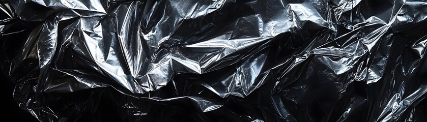 Crumpled Black Plastic with Reflective Highlights