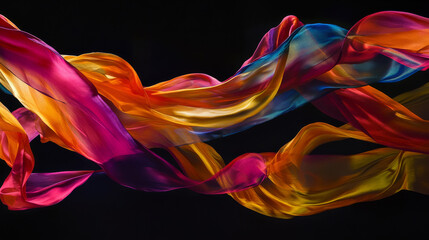 Obraz premium Vibrant Silk Swirl: Abstract Colorful Fabric Flowing