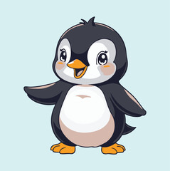 A cute cartoon style penguin clipart illustration