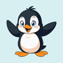 A cute cartoon style penguin clipart illustration