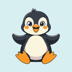 A cute cartoon style penguin clipart illustration
