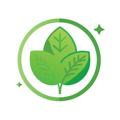 Green leaf icon symbolizing nature and ecology, Eco-friendly leaf icon with circular design, representing nature, ecology, and environmental sustainability in a clean, modern style.