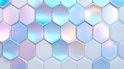 Naklejka premium Abstract iridescent hexagonal pattern in pastel blue and pink tones