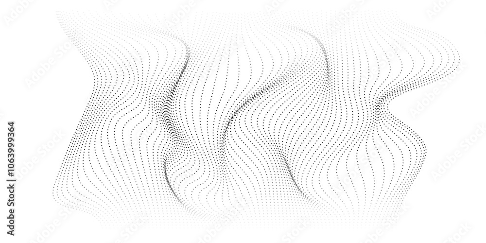 Leinwandbilder abstract flowing particles create a wave pattern with a halftone black and white gradient dotted cur
