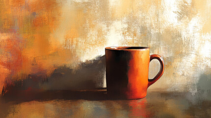 Rustic Orange Mug Still Life Painting