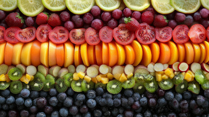 Rainbow Fruit and Vegetable Stack: Vibrant Food Photography