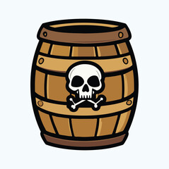A wood pirate poison barrel clipart illustration