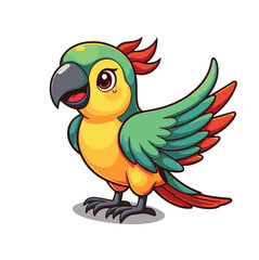 A cute cartoon style parrot clipart illustration