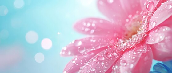 Fototapeta premium A pink flower with water droplets on it