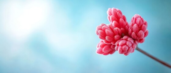 Fototapeta premium A bunch of pink flowers on a blue background