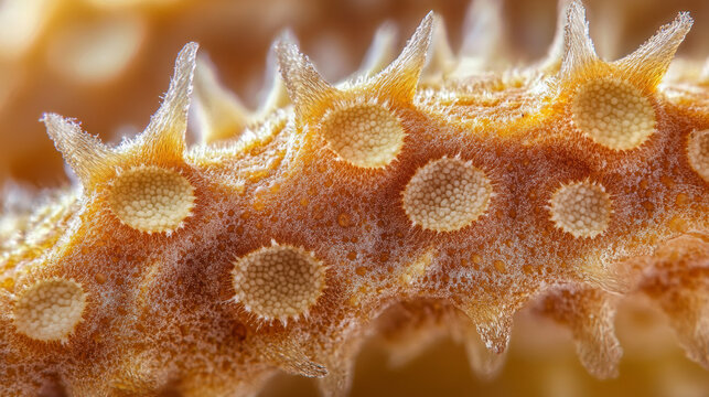 Sea Star Closeup: Spiny Skin, Papulae, Orange Hues