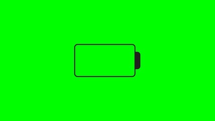 low battery animation with red color cell appear and disappear video isolated on green screen background, battery dead warnings