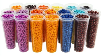 Colorful Candy Beads in Plastic Containers for Baking and Decoration