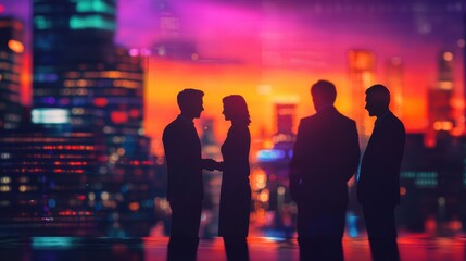 The Silhouettes in City Sunset