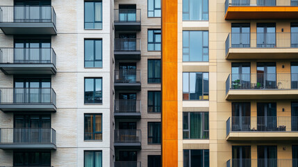Modern Apartment Buildings, Exterior Facade, Urban Architecture, Cityscape, Balconies