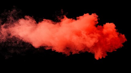 A vibrant red smoke cloud against a black background, creating an intriguing and dramatic visual effect.