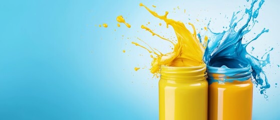 A couple of bottles of orange juice with a splash of water