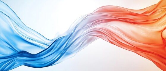 A blue and orange wave on a white background