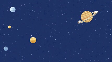 Fototapeta premium Colorful Illustration of Planets in Outer Space