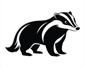 Black Silhouette of a Badger Icon, Perfect for Wildlife, Nature Conservation, Forest Themes, and Animal Education Design Projects. Vector Illustration.