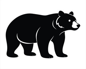 Black Silhouette of a Bear Icon, Perfect for Wildlife, Nature Themes, Conservation Projects, and Outdoor Adventure Designs. Vector Illustration.