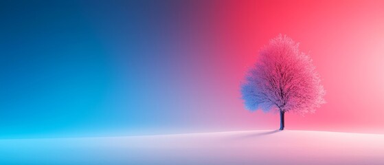 A lone tree in the middle of a snowy field