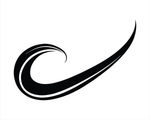 Black Calligraphy Swoosh Icon, Perfect for Elegant Design, Logo Creation, Typography, and Artistic Branding Projects. Vector Illustration.