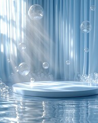 Display podium with bubbles 